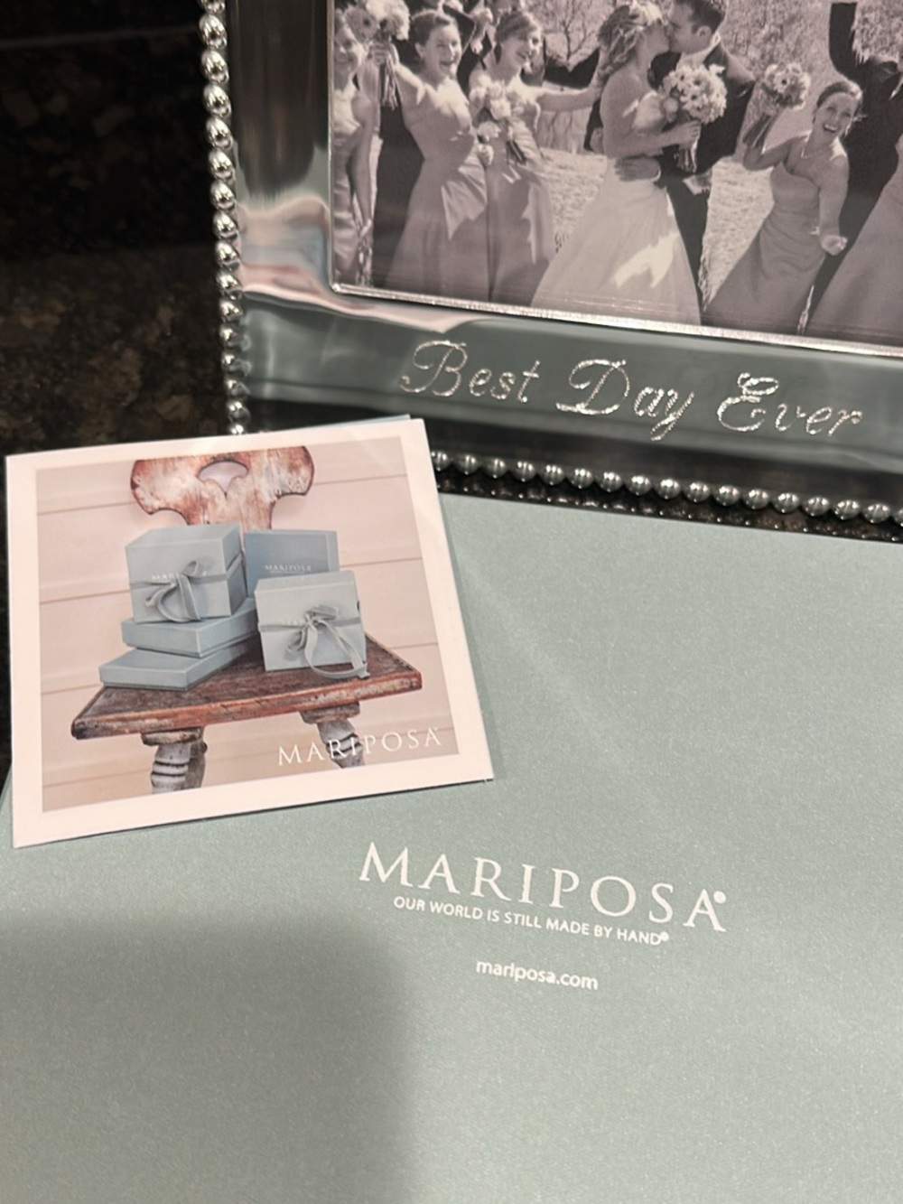 Mariposa Pearled 'Best Day Ever' Picture Frame